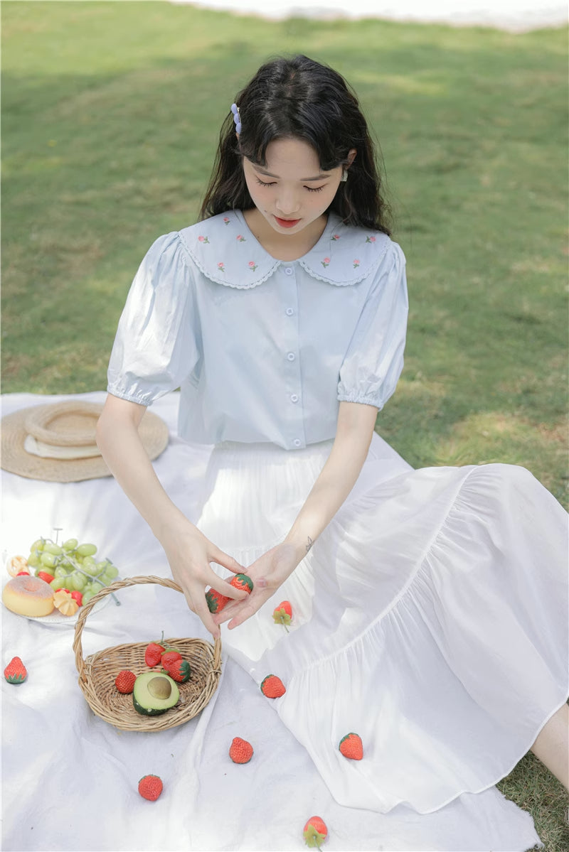 Budding Blossoms Short Sleeve Blouse (2 Colors)