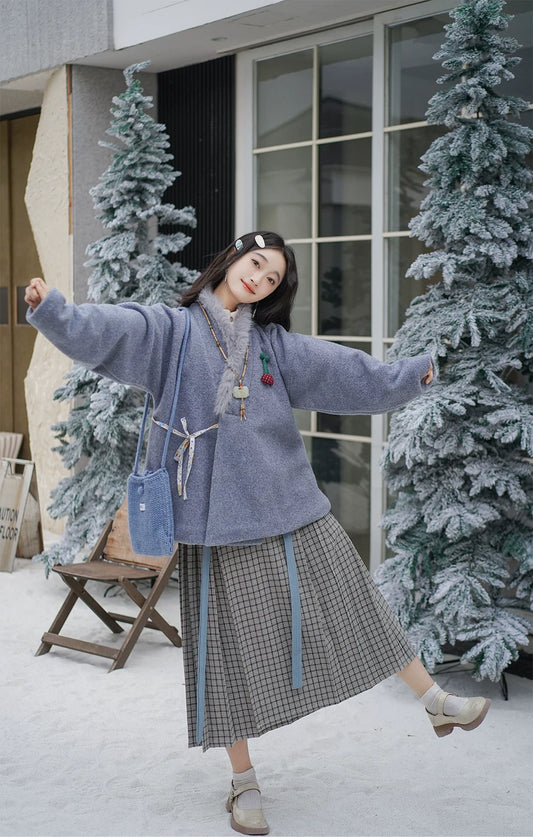 Snowy Wishes Cross Collar Jacket (3 Colors)