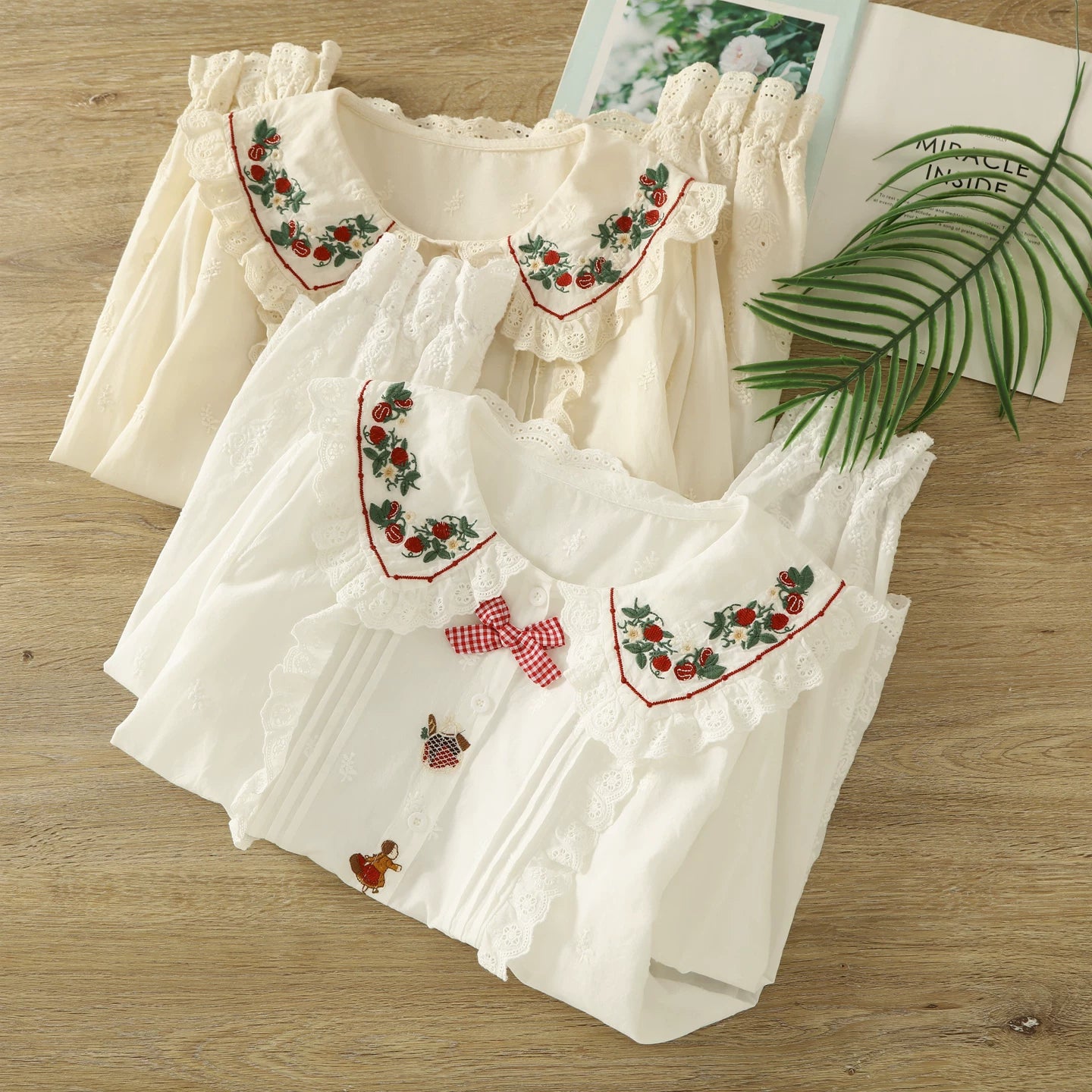 Strawberry Picnic Embroidered Blouse (2 Colors)