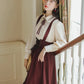 Long Sleeve Crepe Suspender Skirt Set (2 Colors)