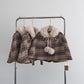 Mint Cocoa Plaid Capelet & Dress Set (Khaki)