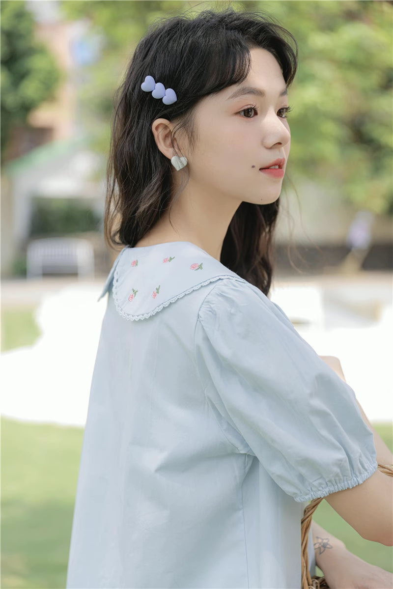 Budding Blossoms Short Sleeve Blouse (2 Colors)