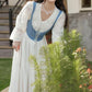 Belle Twofer Corset Peasant Maxi Dress (White/Blue)