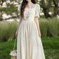 Cottage Flower Midi Dress (Cream)