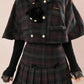 Black Forest Plaid Capelet & Mini Skirt Set (Green/Purple)