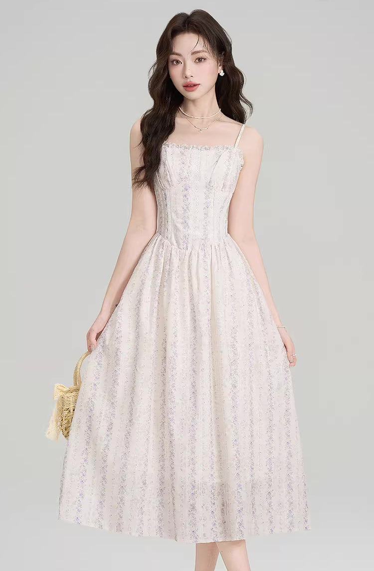 Ditsy Floral Stripe Cami Dress & Sweater (2 Colors)