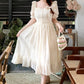 Lace Broderie Midi Dress (Cream)