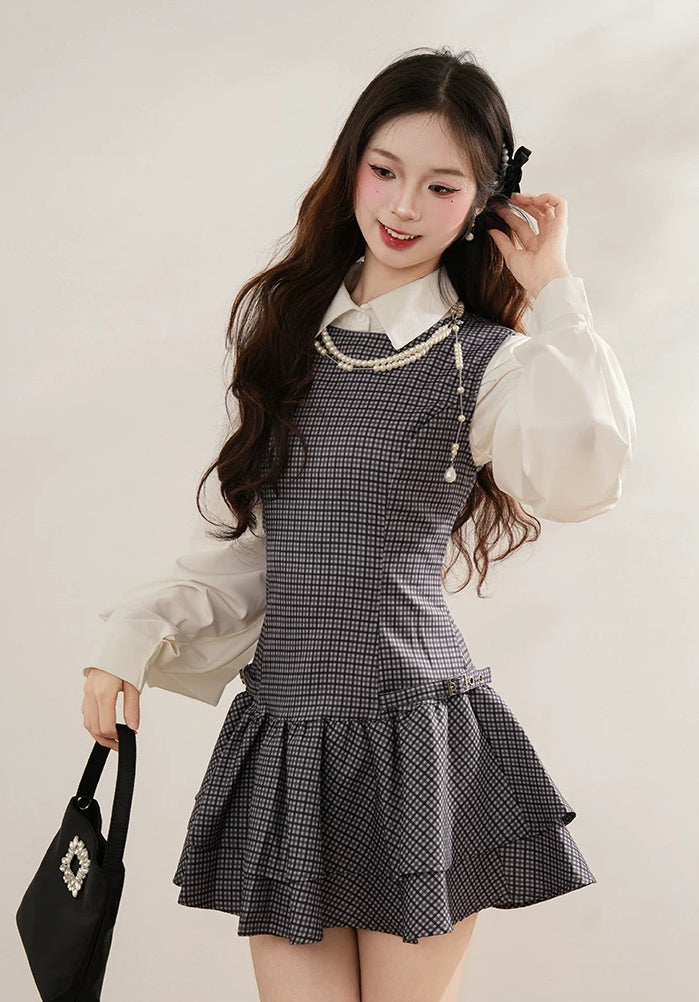 Prep Plaid Mini Dress & Blouse (2 Colors)
