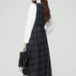 Oxford Plaid Midi Pinafore & Blouse Set (Navy)