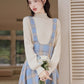 Frozen Sweater & Suspender Skirt Set (Blue/White)