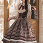 Mocca Plaid Suspender Skirt (Brown)