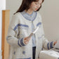 Embroidered Floral Fair Isle Cardigan (Off-White)