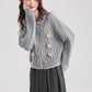 Braided Knit Bows Cardigan (Gray)