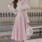 Cotton Candy Capelet & Midi Dress Set (Pink/White)