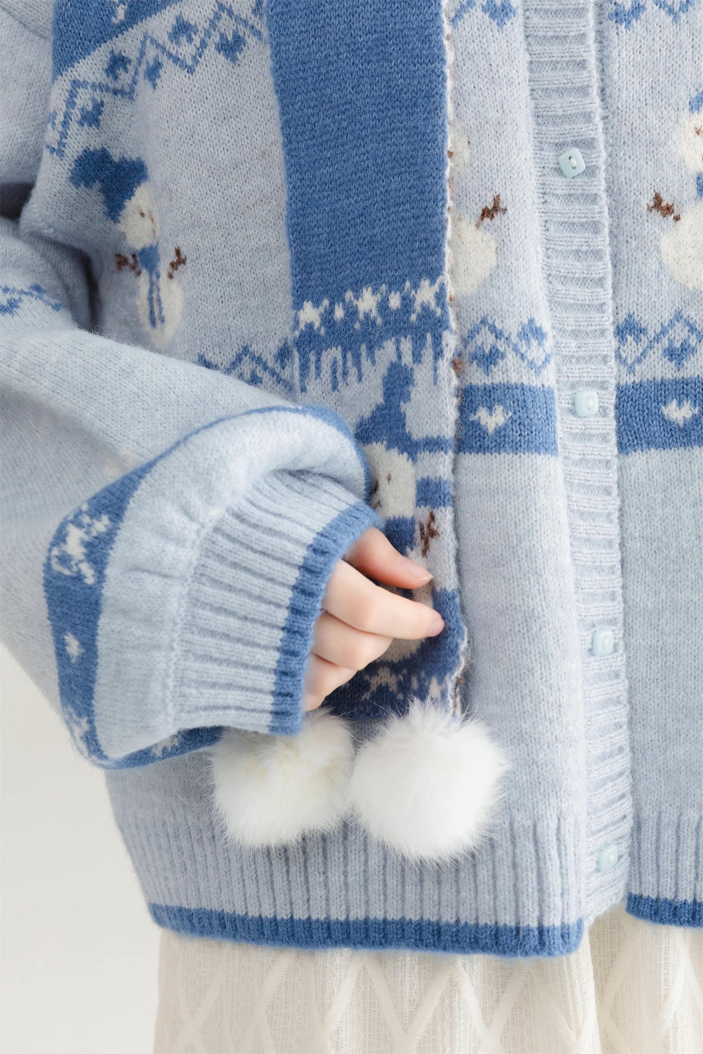 Snowy Snowman Fair Isle Cardigan (Blue)