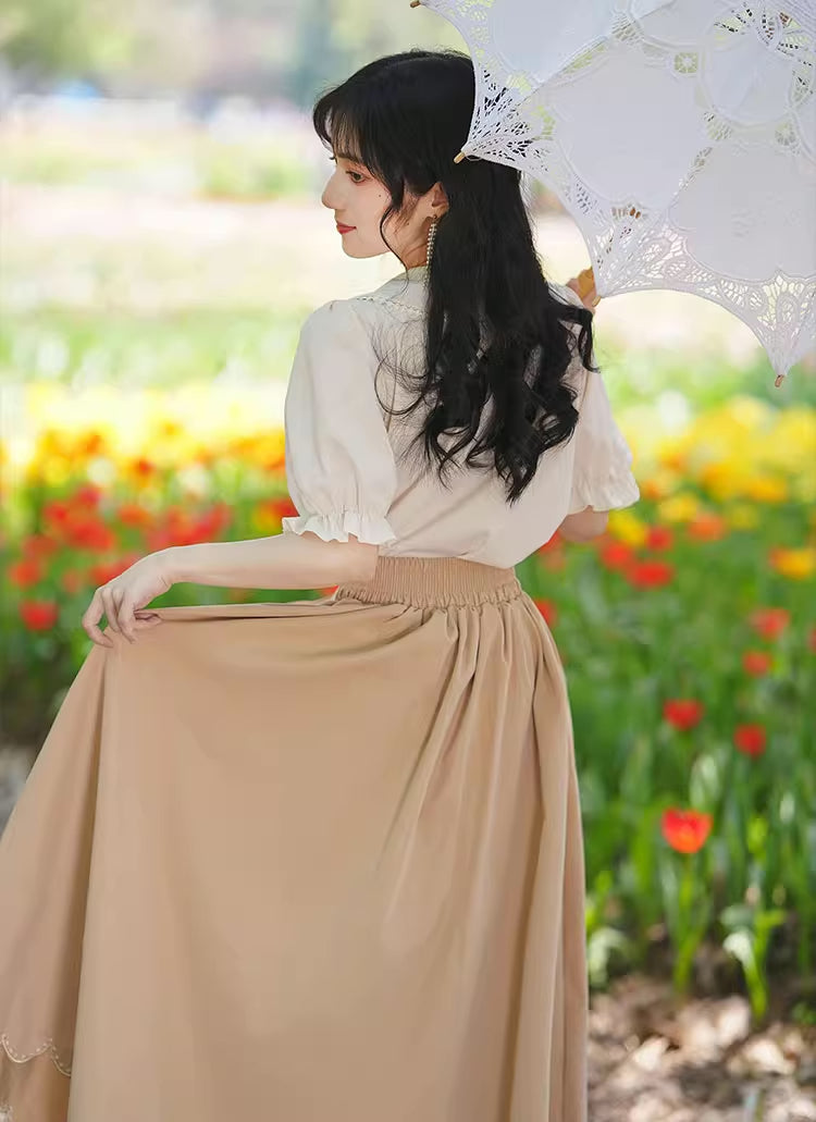 Evergarden Short Sleeve Blouse & Skirt Set (7 Colors)