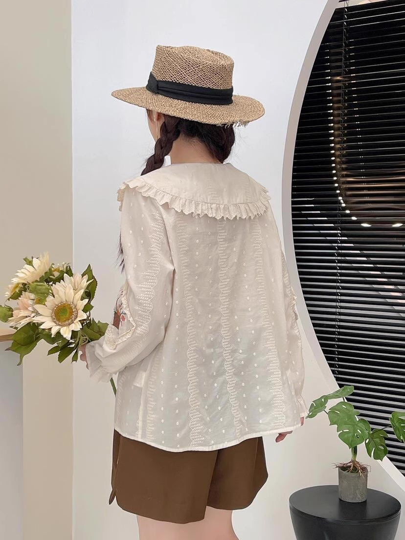 Flower Basket Embroidered Blouse (2 Colors)