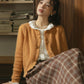 Round Neck Knitted Cardigan (Pumpkin Mustard)