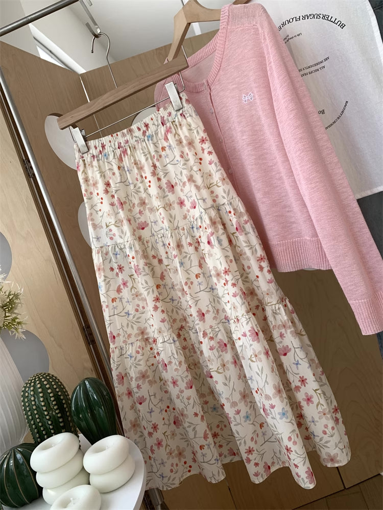 Oopsy Daisy Midi Skirt (White/Pink)