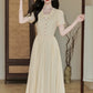 Grapevine Scallop Collar Midi Dress (Yellow)