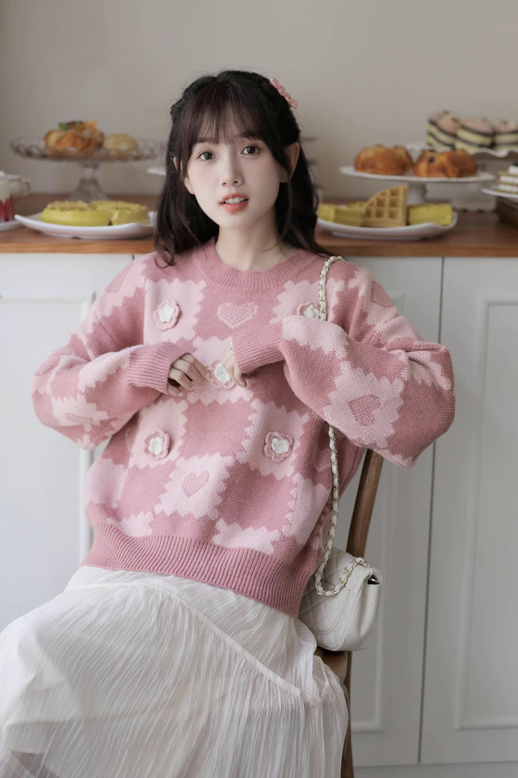 Checkerboard Biscuit Sweater (2 Colors)