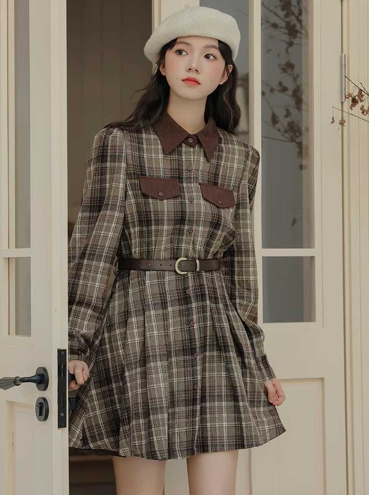 Brown Sugar Plaid Shirt Dress (Mocha)