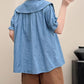 Mushroom Bunny Denim Blouse (2 Colors)