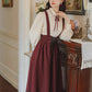 Long Sleeve Crepe Suspender Skirt Set (2 Colors)