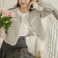 Lace Trim Tweed Jacket (Light Gray)
