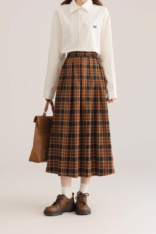 Autumnal Plaid Midi Skirt (3 Colors)