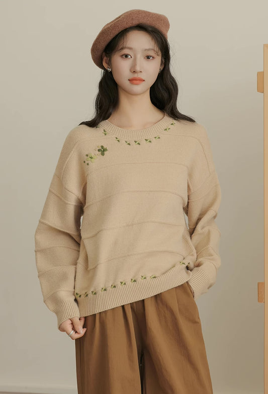 Floral Stitch Sweater (3 Colors)