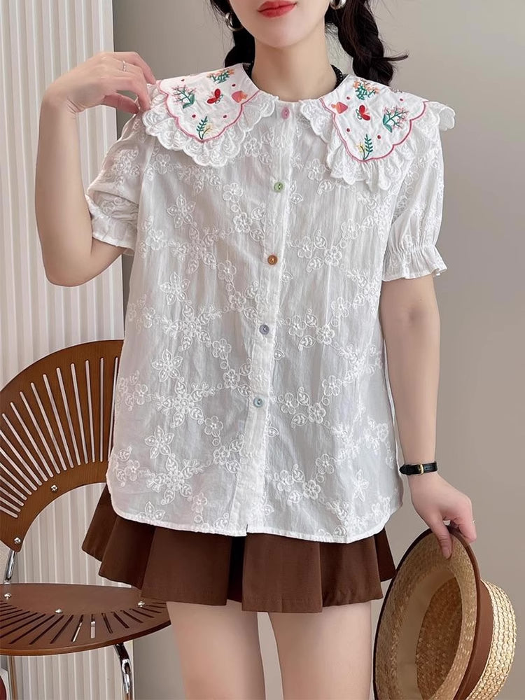 Butterfly Garden Embroidered Blouse (2 Colors)