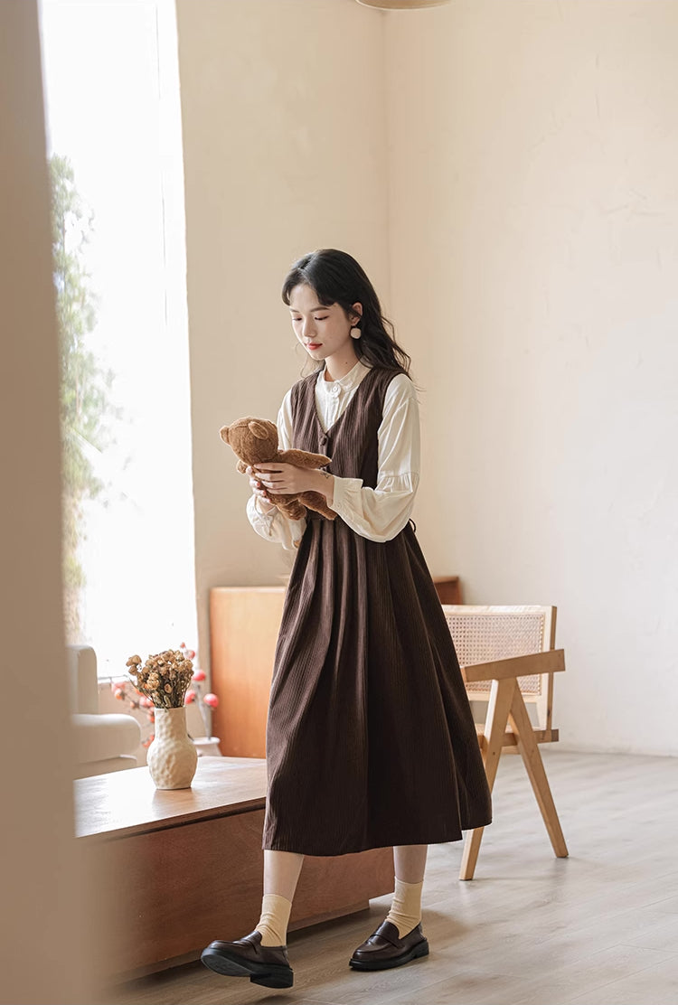 Basic Corduroy Pinafore (Brown)