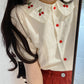 Double Cherry Cropped Blouse (White)
