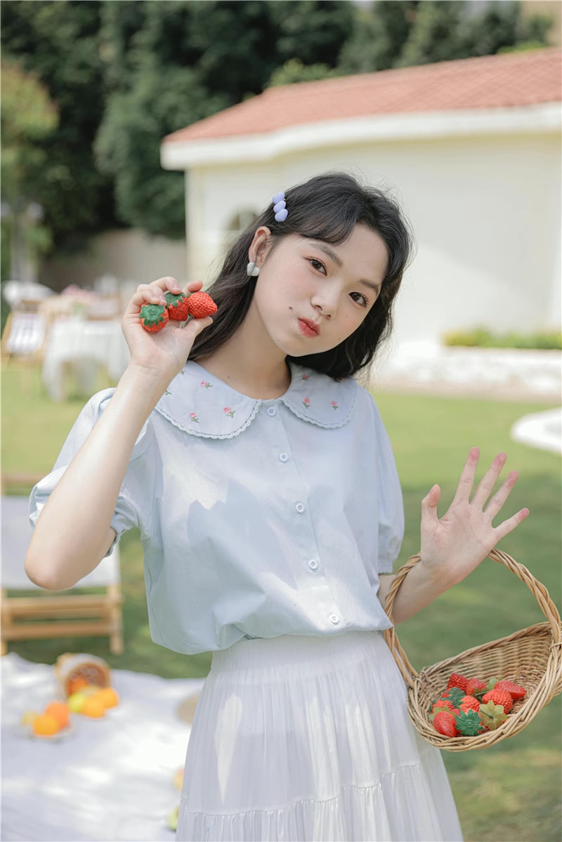 Budding Blossoms Short Sleeve Blouse (2 Colors)