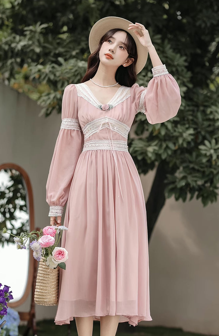 Rose Fairy Midi Dress (Pink)