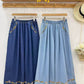 Forest Floor Embroidered Denim Pants (2 Colors)
