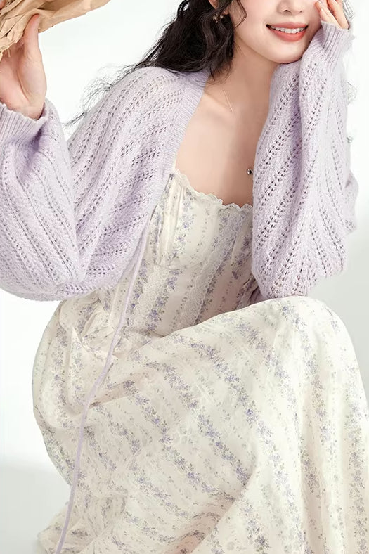 Ditsy Floral Stripe Cami Dress & Sweater (2 Colors)