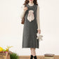 Bunny Tail Sleeveless Sweater Dress (Gray)