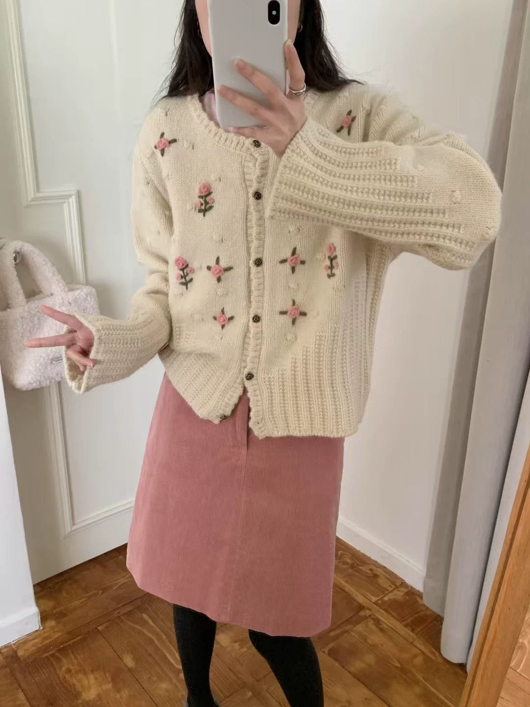 Rose Pom Pom Cardigan (3 Colors)