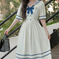 Sailor Girl Midi Dress (White/Blue)