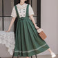 Lolita Short Sleeve Faux Layered Midi Dress (Green)