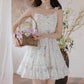 Sweet Floral Mini Dress (White/Purple)