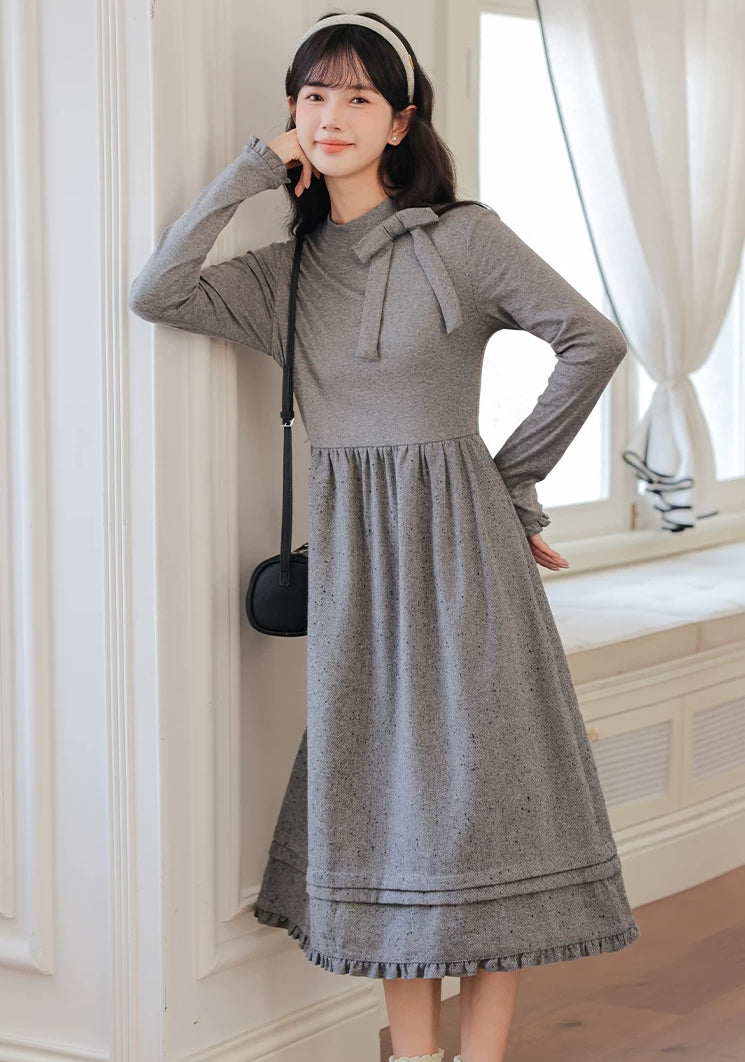 Sesame Sweater Dress & Capelet (Gray)