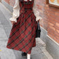 Merry Plaid Midi Pinafore Dress (Red)