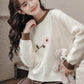 Waffle Knit Flower Sweater (2 Colors)