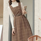 Belted Plaid Pinafore Dress (3 Colors)