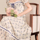 Porcelain Rose Lace Up Midi Dress (White/Blue)