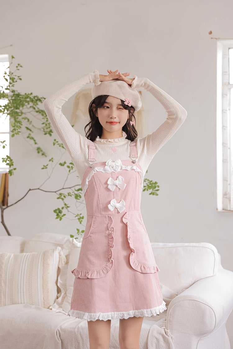 Sweet Little Baker Mini Pinafore Dress (Pink)