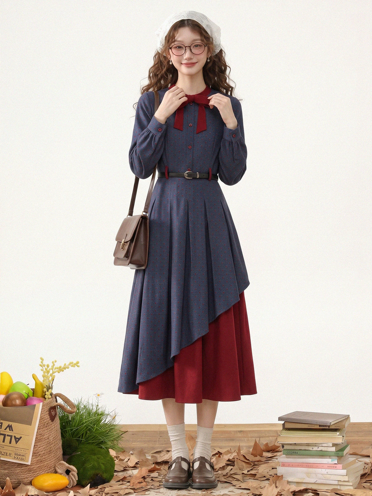 Poison Apple Midi Dress (Blue/Red)